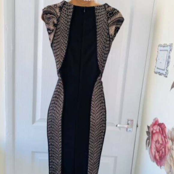 Joseph Ribkoff Black and Beige Lace Dress - Picture 5 of 7